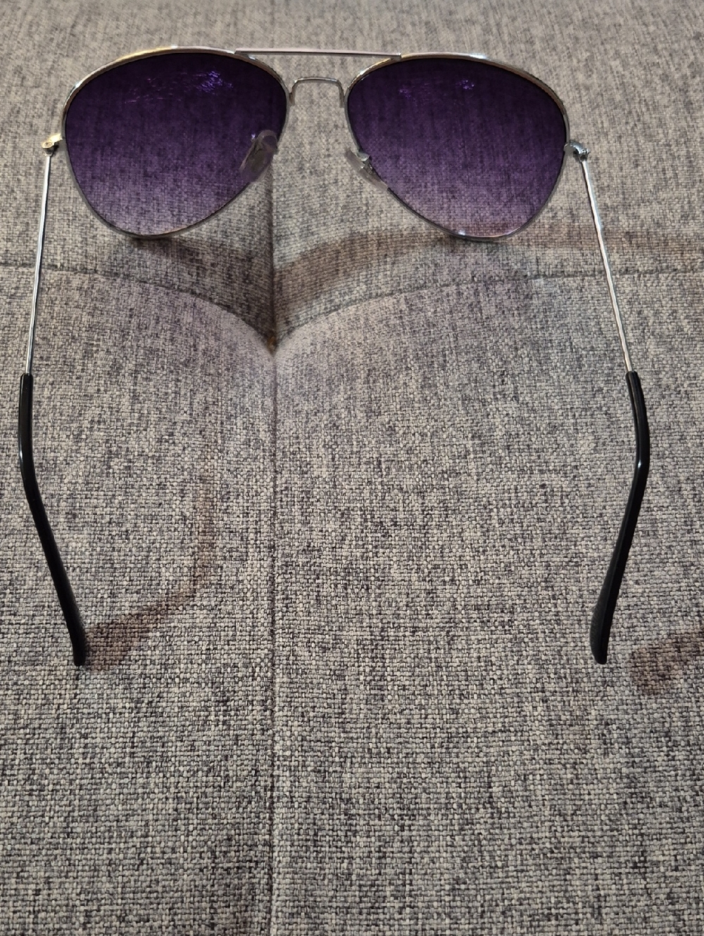 Purple Lens Aviator Sunglasses - Silver Frame